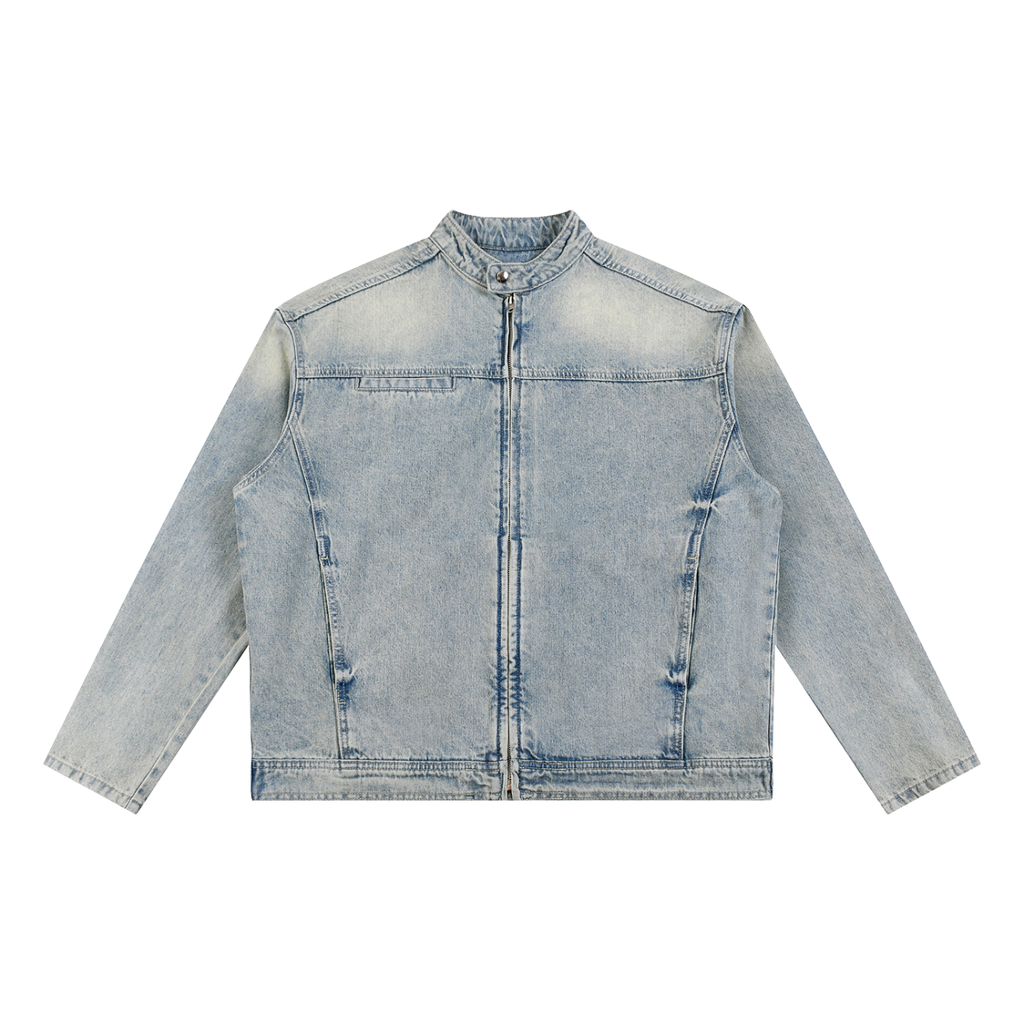 Vintage Wash Jacket,Zip Denim Jacket,Oversized Denim Jacket,Streetwear Jacket