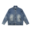 AKKOU Vintage Wash Zip-Up Denim Jacket