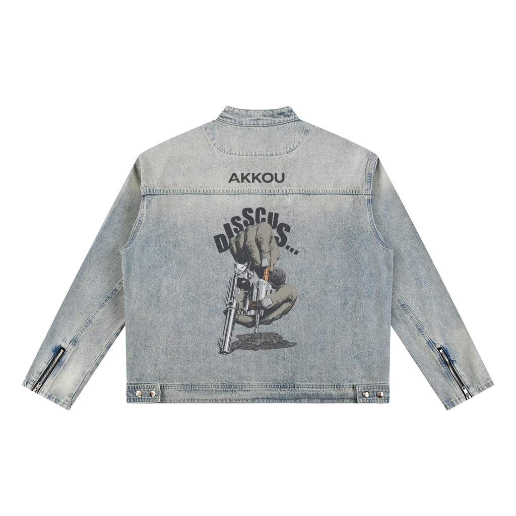 Vintage Wash Jacket,Zip Denim Jacket,Oversized Denim Jacket,Streetwear Jacket
